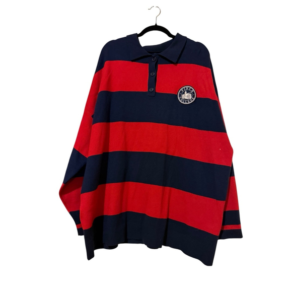 American Eagle Sweaters - American Eagle Red Navy Striped Finch College Sweater XXL